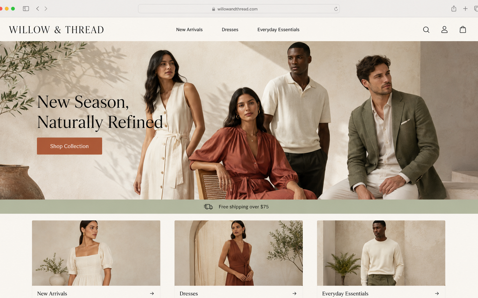 Boutique shopping website template sample