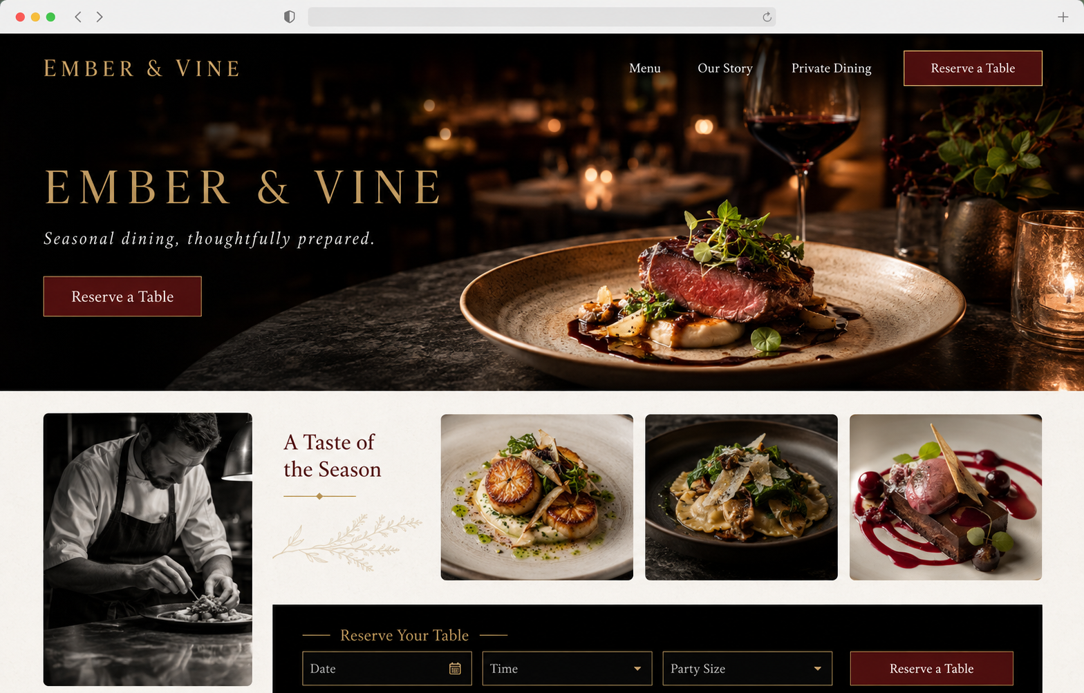 Restaurant website template sample